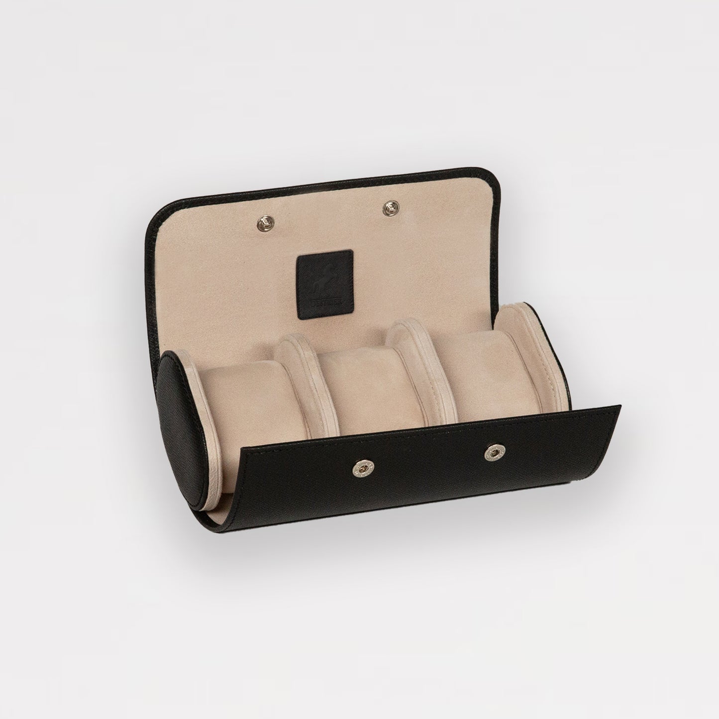 Émile Triple Watch Roll - Black/Cream