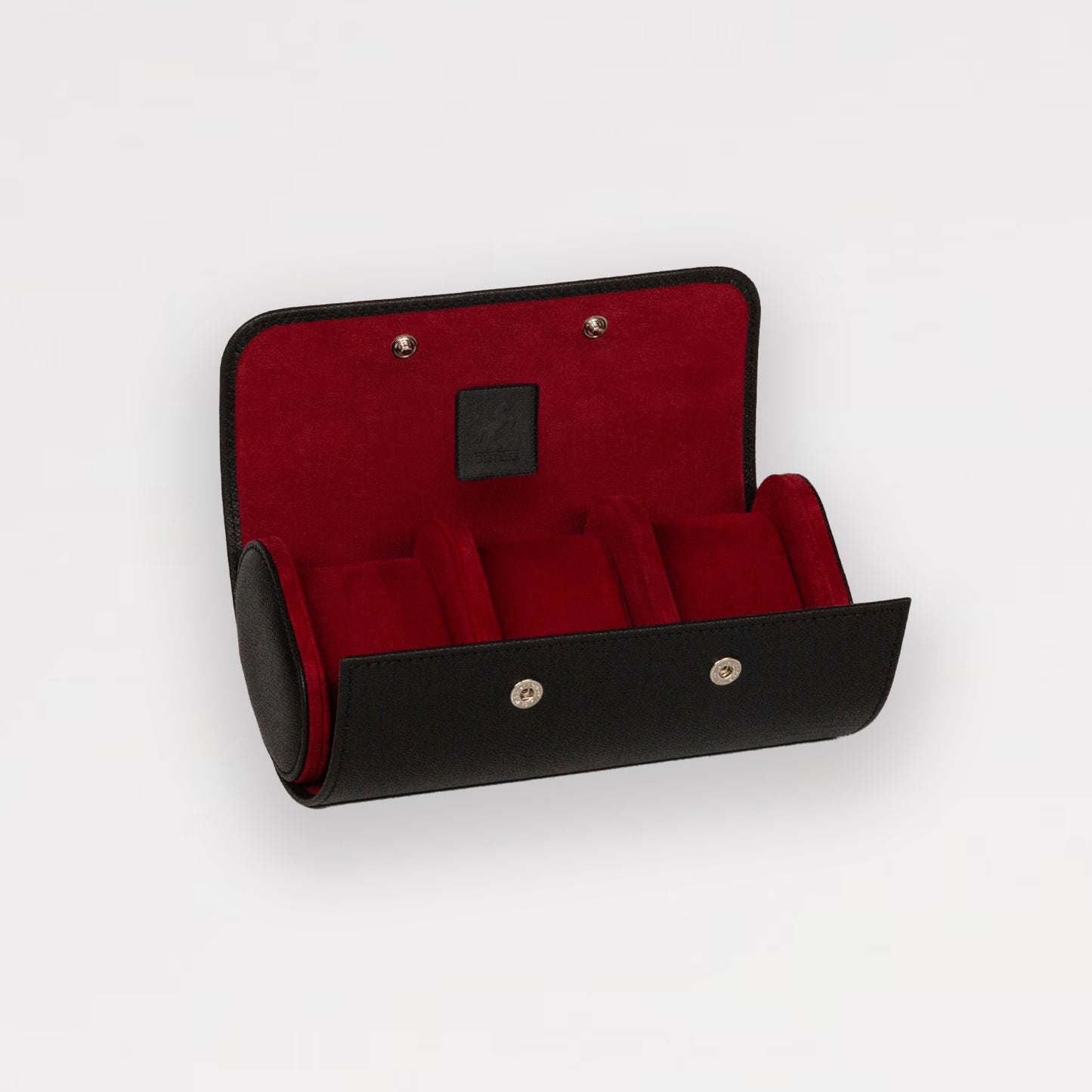 Émile Triple Watch Roll - Black/Crimson