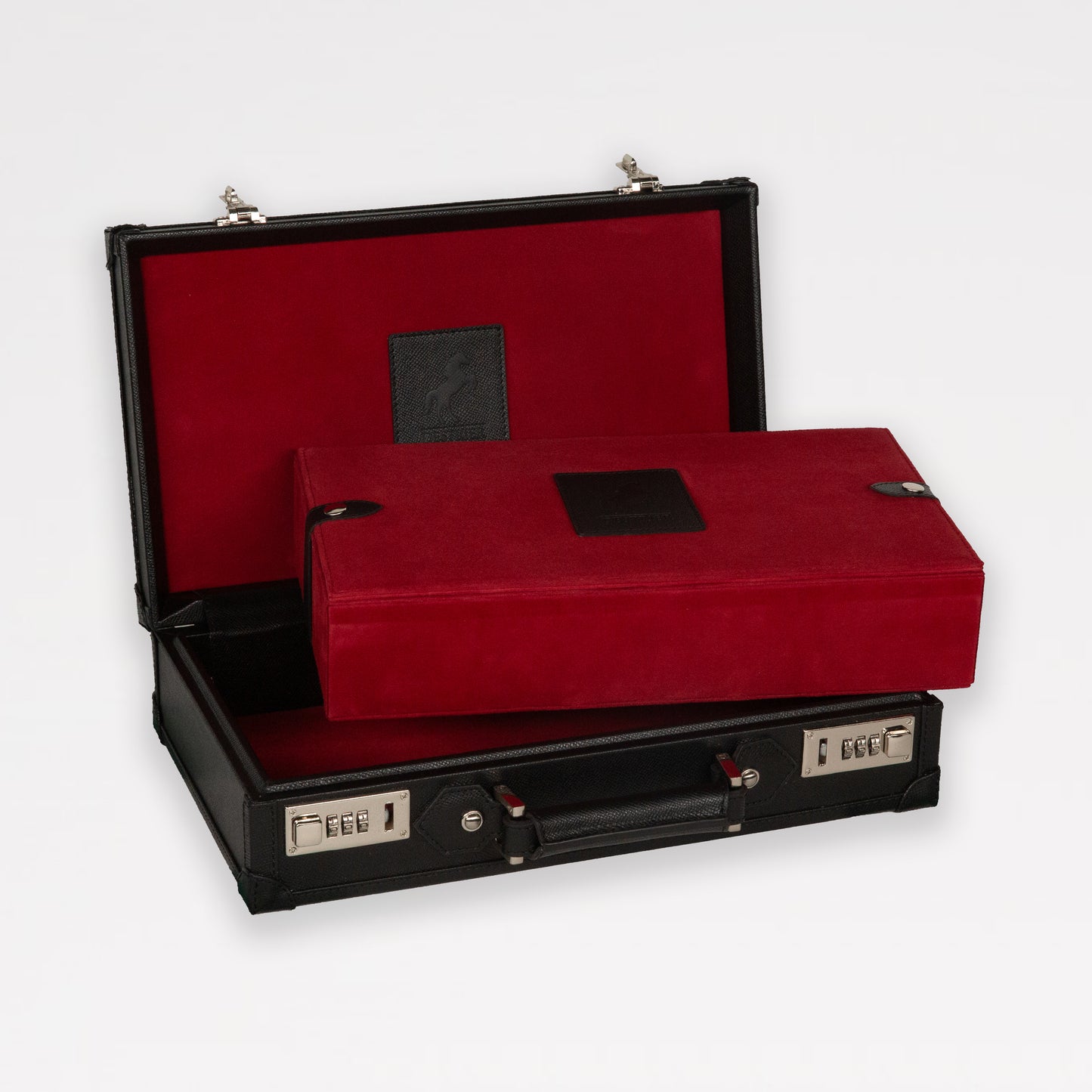 Honoré Ten Piece Watch Trunk - Black/Crimson