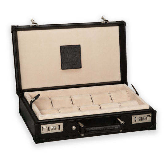 Honoré Ten Piece Watch Trunk - Black/Cream