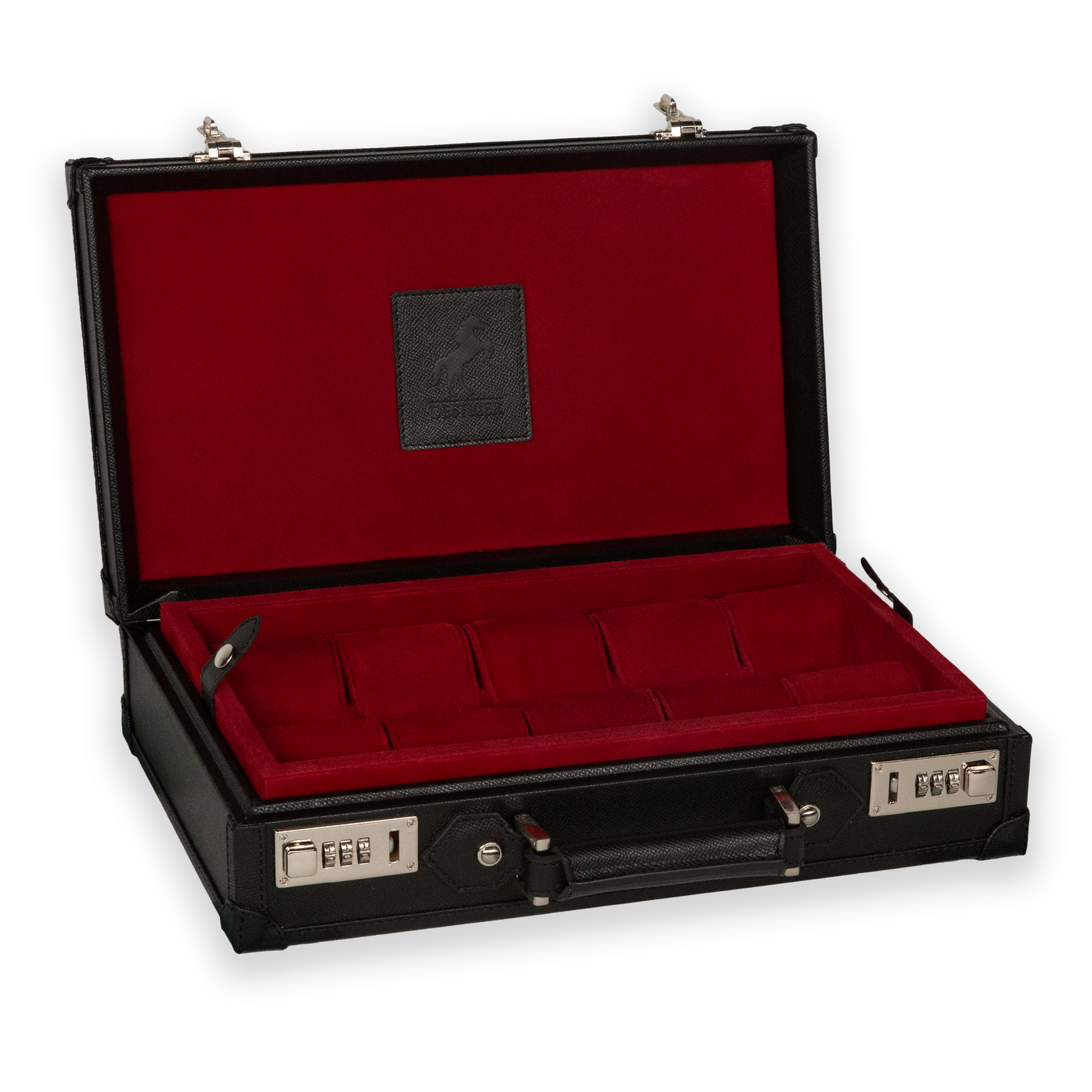 Honoré Ten Piece Watch Trunk - Black/Crimson