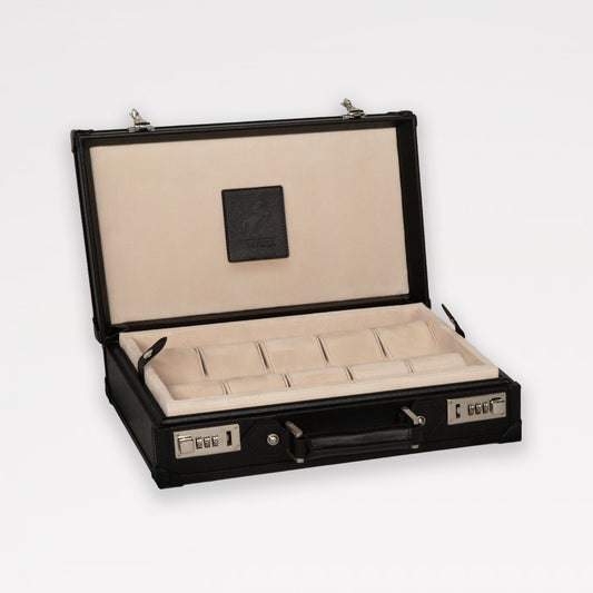 Honoré Ten Piece Watch Trunk - Black/Cream