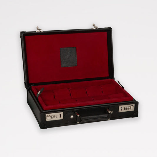 Honoré Ten Piece Watch Trunk - Black/Crimson